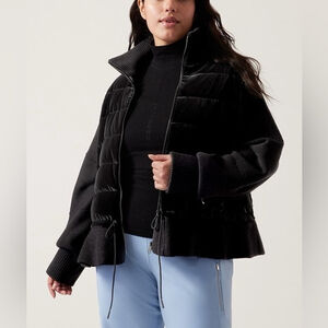 Athleta Hanover Hybrid Black Peplum Primaloft Zip-up Quilted Puffer Jacket 1X